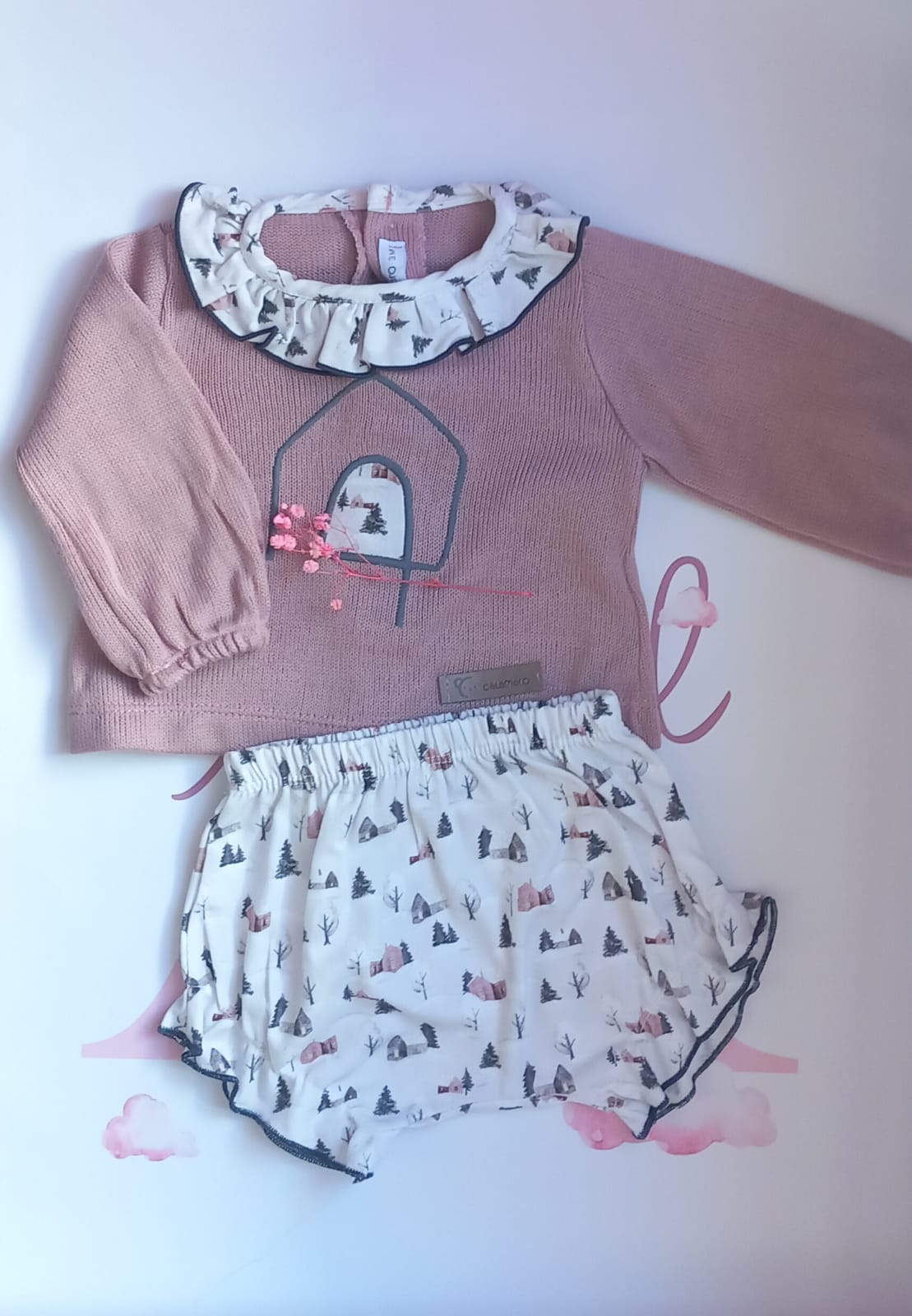 Conjunto bebé niña dos piezas 'La Casita' - Talla 3 meses - Little Abril