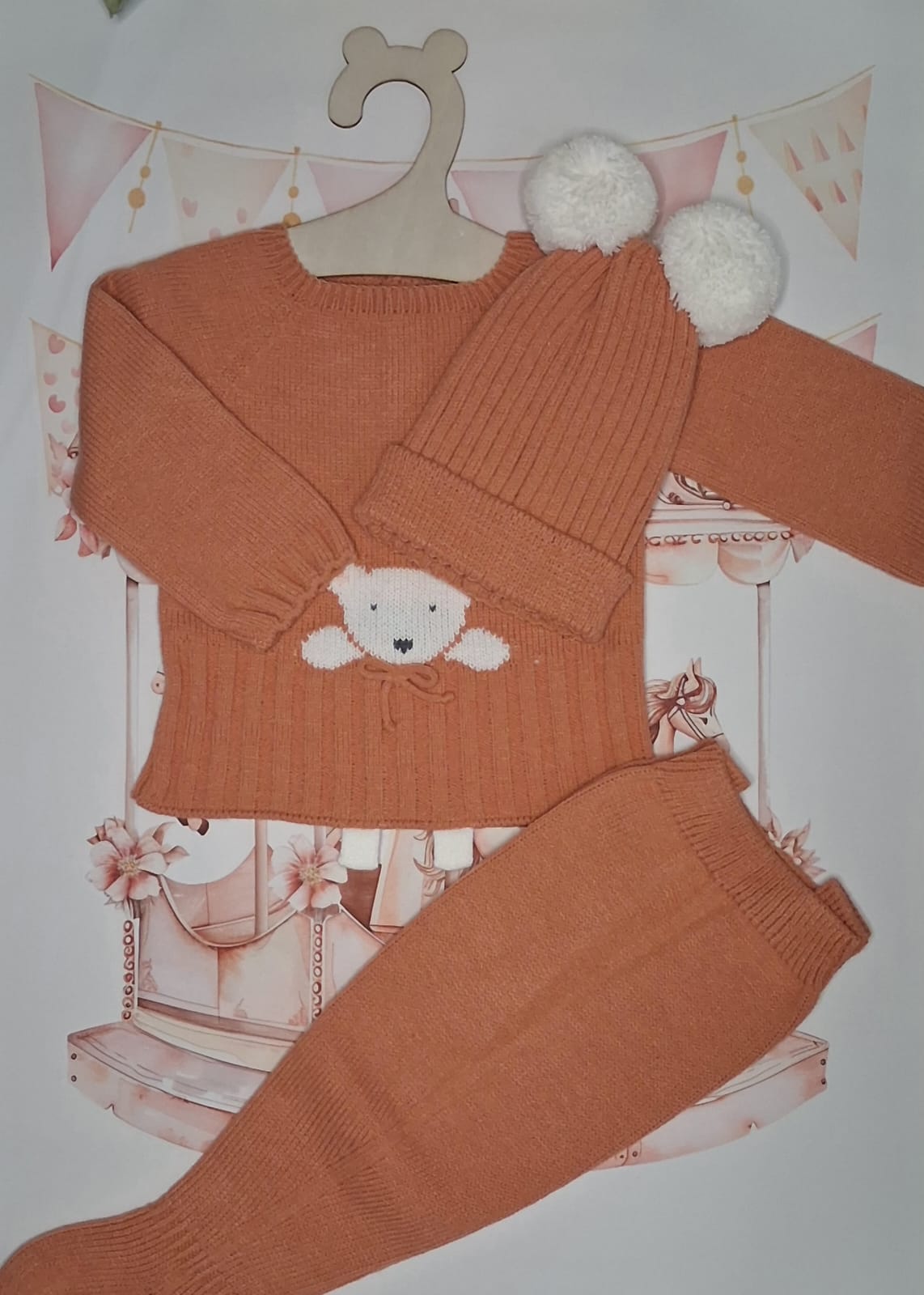 Conjunto bebé oso color arce - Talla 1 mes - Little Abril
