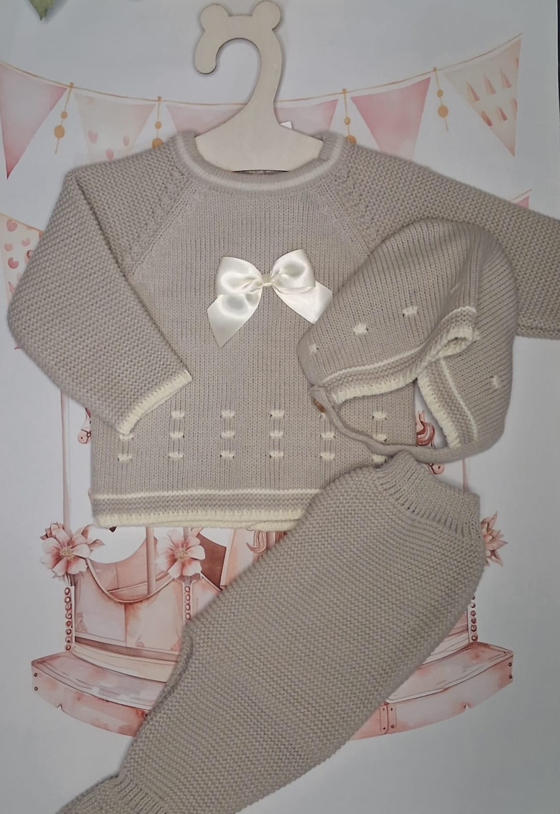Conjunto bebé color arena - Talla 1 mes - Little Abril