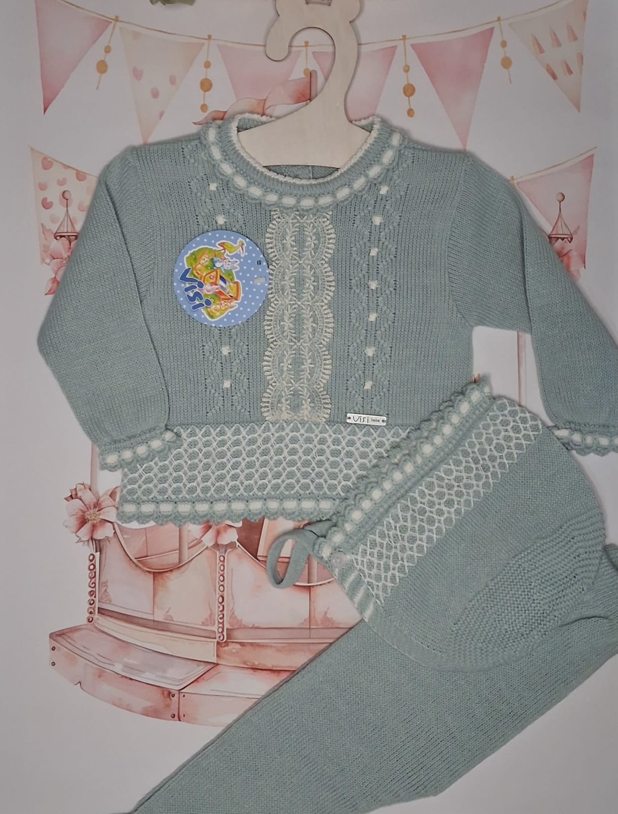 Conjunto bebé verde menta - Talla 1 mes - Little Abril