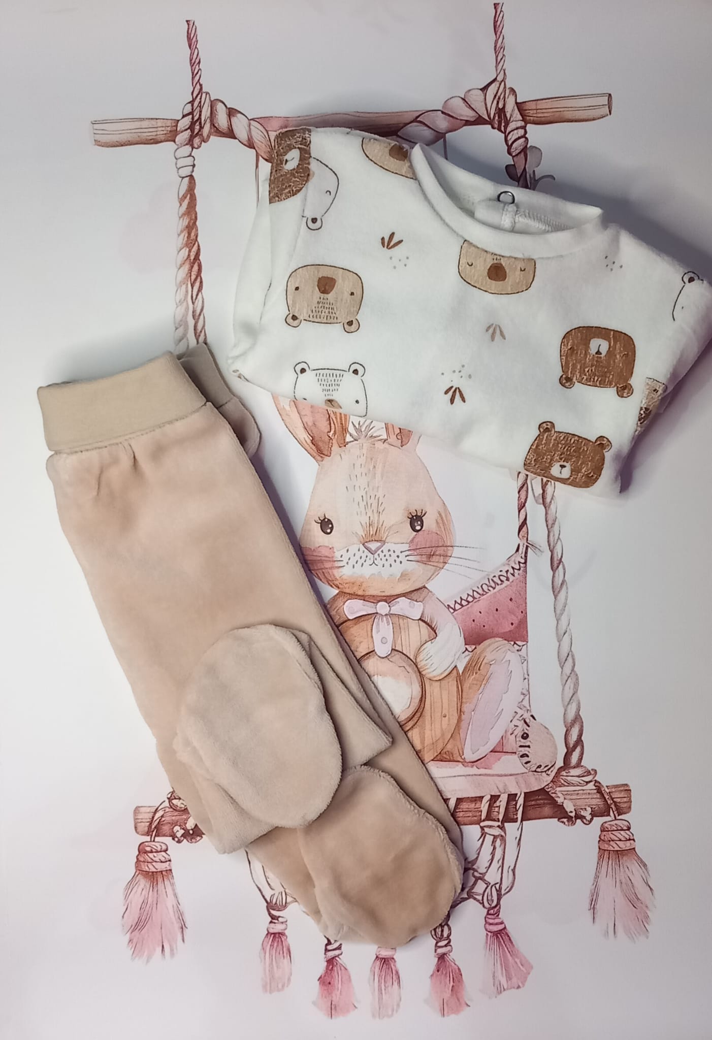 Pijama ositos con polaina bebé - Talla 3 meses - Little Abril