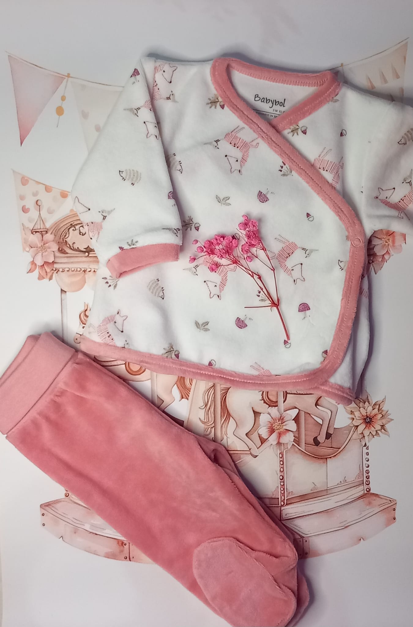 Pijama bebé fresa tundosado Baybol - Talla 3 meses - Little Abril